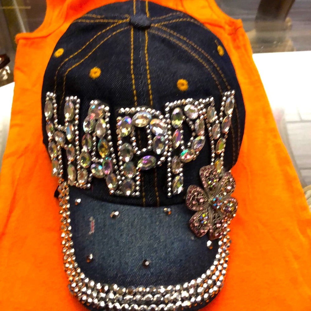 Rinestone Happy Hat